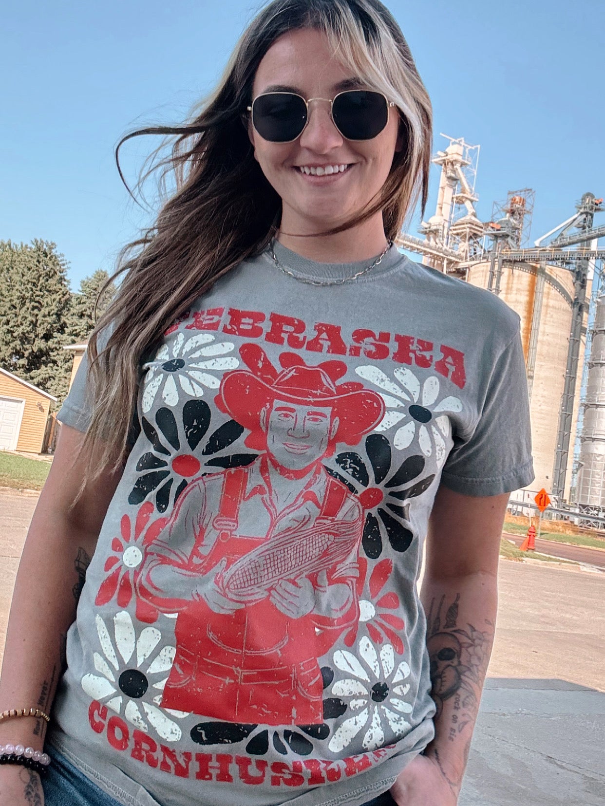 Nebraska Corn Husker Flower Tee