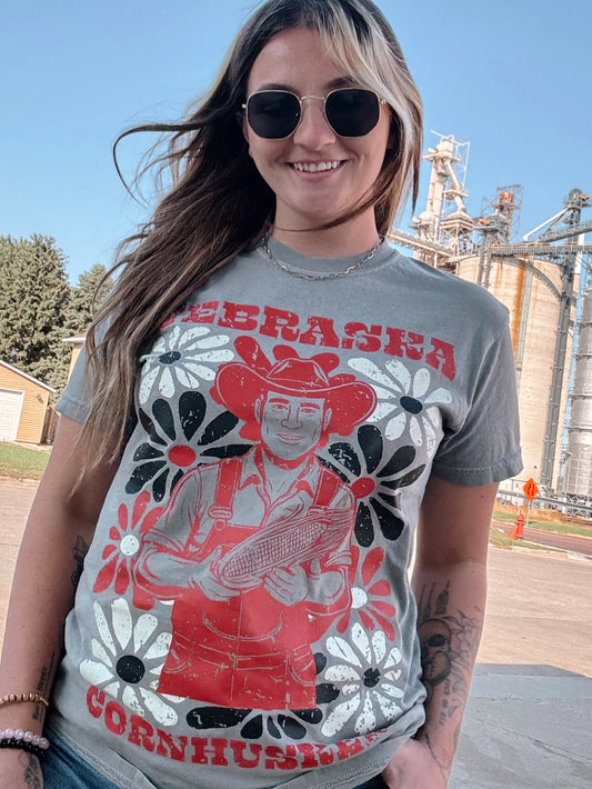 Nebraska Corn Husker Flower Tee