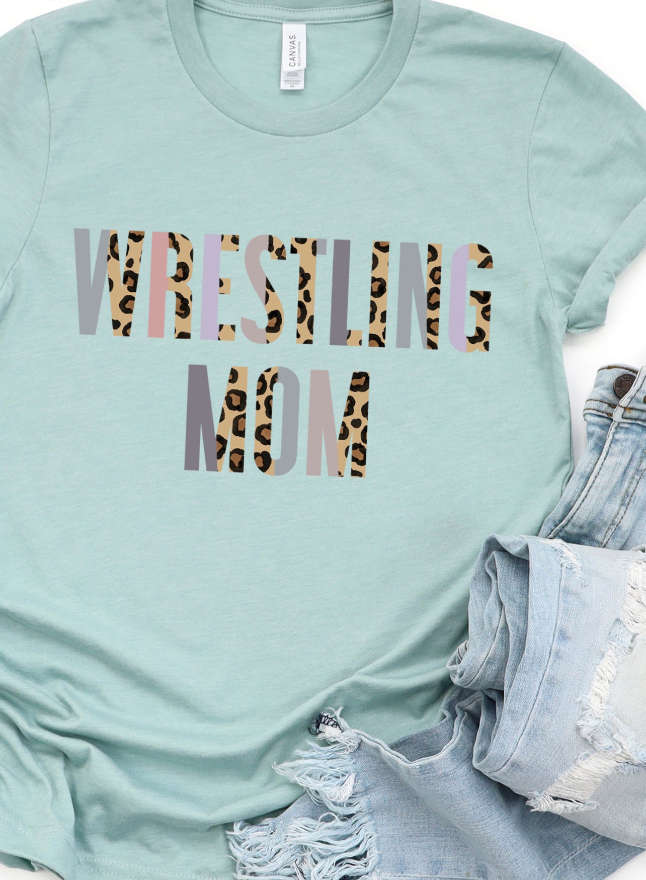 Wrestling Mom Leopard Tee